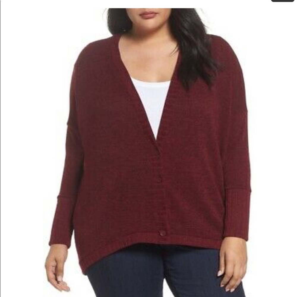 Sejour Wine/Cranberry High/Low Cardigan Size 3X